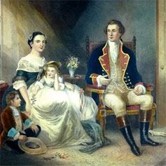 A painting of George Washington and family. Link to Life Stage Gift Planner Under Age 60 Situations.